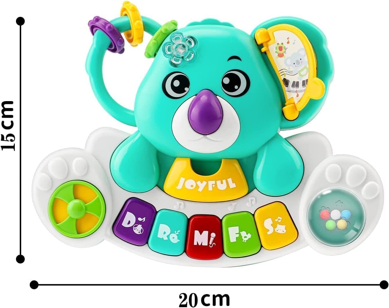 Resigilat - Jucarie Interactiva Bebelusi 4 in 1, Orga cu Sunete si Lumini, Ursulet Koala, 20x15x5.5 cm, Turcoaz, + 18 Luni