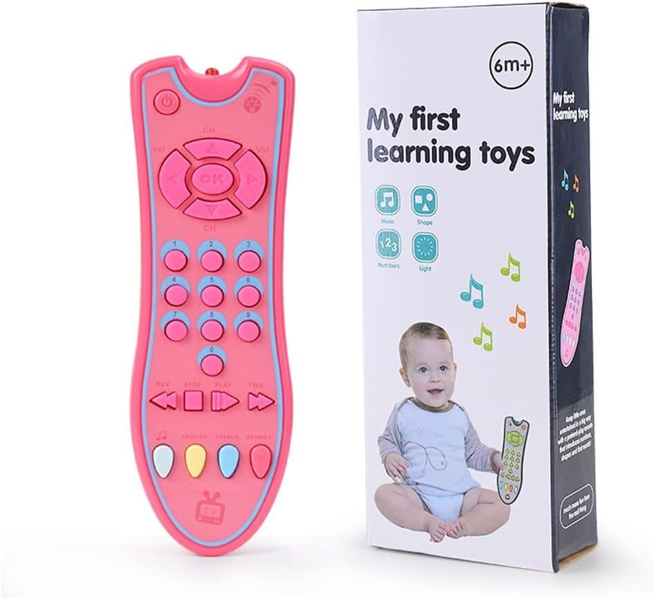 Resigilat - Jucarie Interactiva Telecomanda cu Sunete si Lumini, Invatarea Formelor si a Cifrelor, Roz, + 6 Luni, 18x5x3 Cm