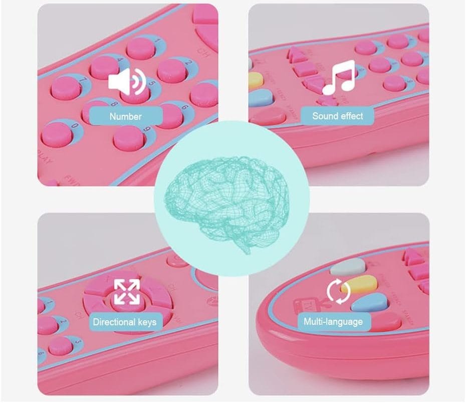 Resigilat - Jucarie Interactiva Telecomanda cu Sunete si Lumini, Invatarea Formelor si a Cifrelor, Roz, + 6 Luni, 18x5x3 Cm