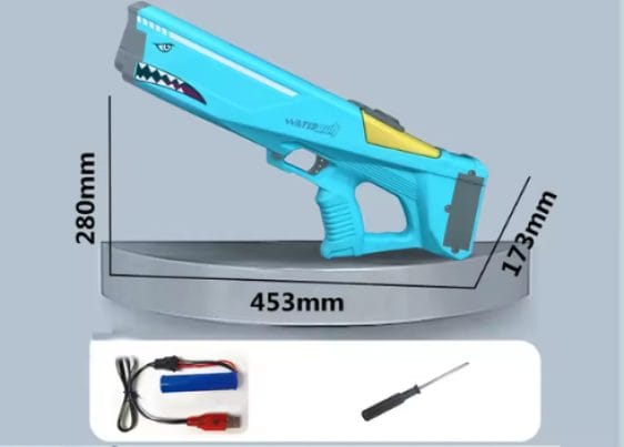 Pistol cu Apa Electric, Distanta Tragere 12m, Rezervor 550ml, Acumulator cu Incarcare USB, Albastru, 45.3x28x17.3 Cm, + 3 Ani