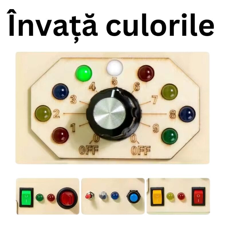 Tabla de Activitati Montessori din Lemn, Educativa, Senzoriala si Motrica pentru Copii 1-3 Ani, Portabila, 15.7x13x3 Cm