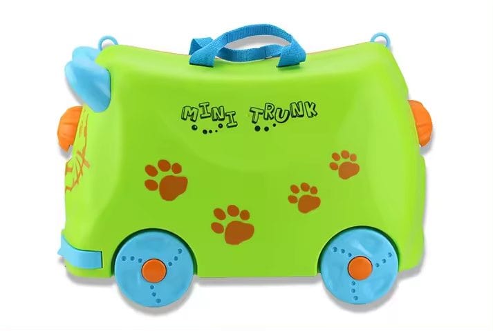 Troler Ride On pentru Copii, 18 Litri, Blocare Incuietoare, Centuri de Siguranta, Usoara si Durabila, Roti Rezistente, Pisica, Verde, 45x32x21 Cm, + 3 Ani