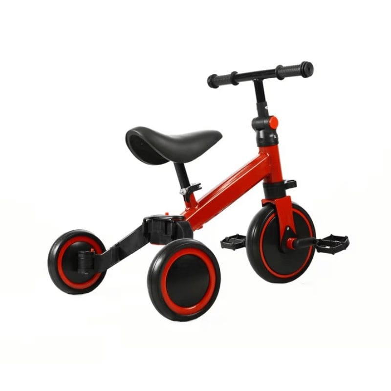 Tricicleta Multifunctionala 4 in 1 pentru Copii, Ajustabila, Ideala pentru Dezvoltarea Abilitatilor Motorii, Stabila si Confortabila, Rosu, 1-4 Ani