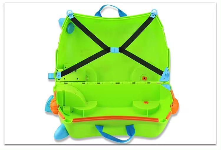 Troler Ride On pentru Copii, 18 Litri, Blocare Incuietoare, Centuri de Siguranta, Usoara si Durabila, Roti Rezistente, Pisica, Verde, 45x32x21 Cm, + 3 Ani