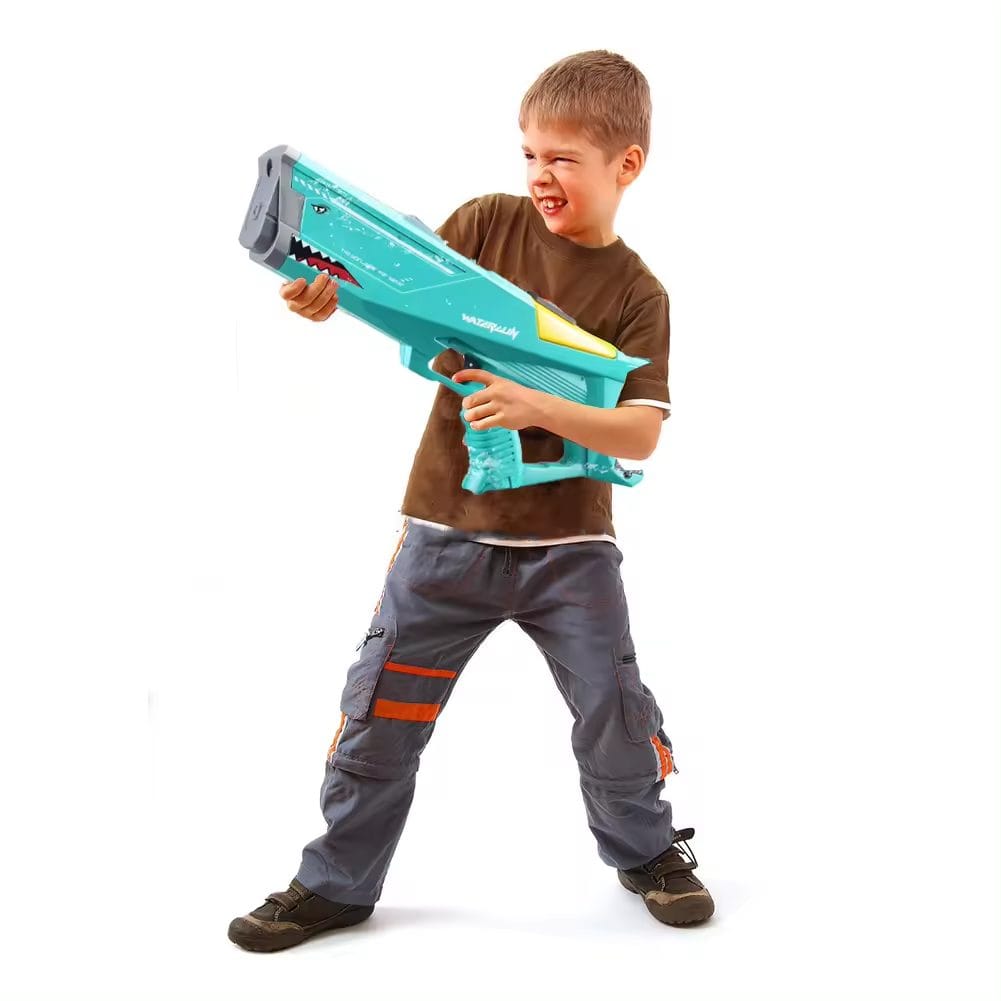 Pistol cu Apa Electric, Distanta Tragere 12m, Rezervor 550ml, Acumulator cu Incarcare USB, Albastru, 45.3x28x17.3 Cm, + 3 Ani