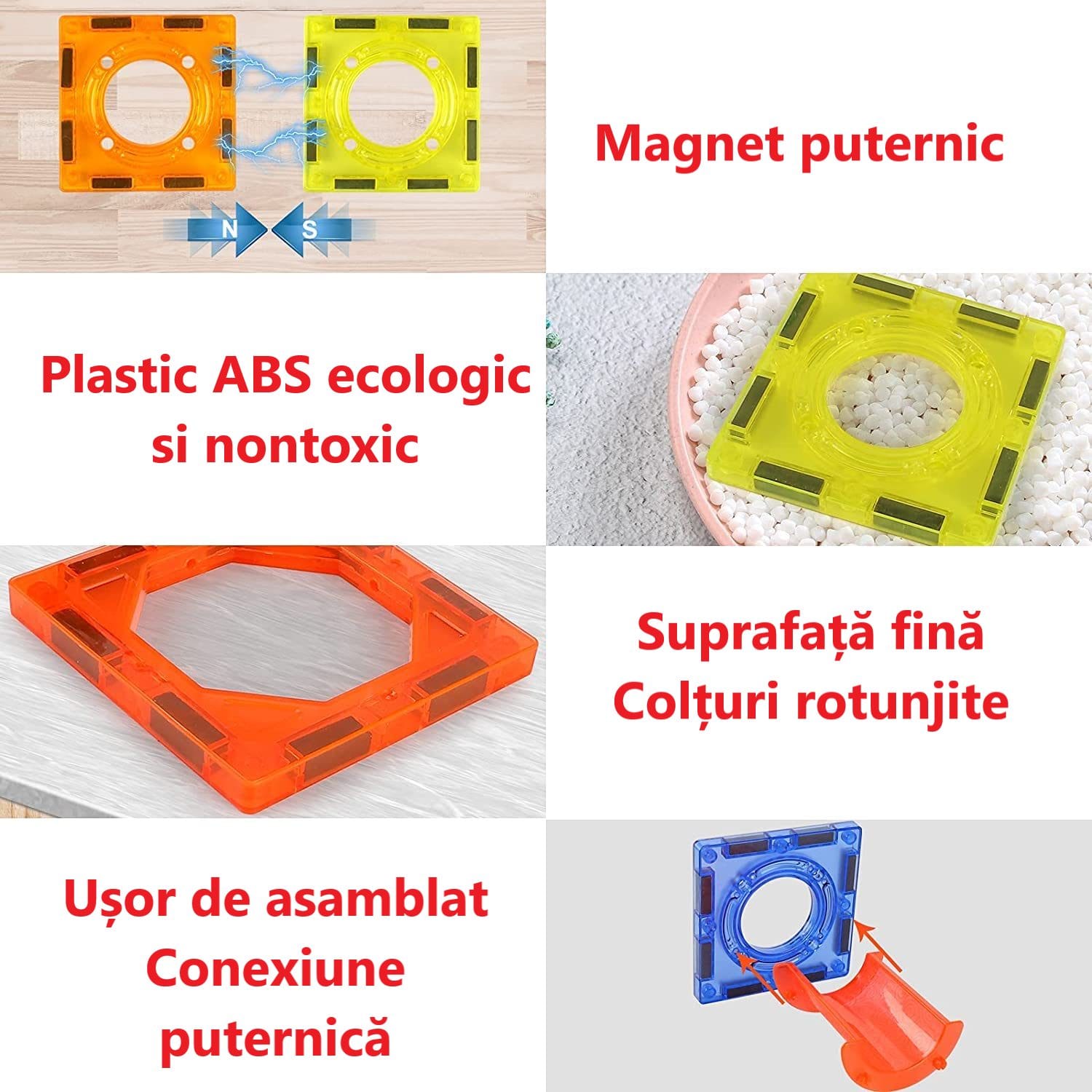 Resigilat - Set de Constructie, Blocuri Magnetice STEAM 3D Educationale, Circuit cu Bile, Lumini Led Interactive, 2 Figurine, Multiple Moduri de Construit, 292 piese, Multicolor, + 3 Ani