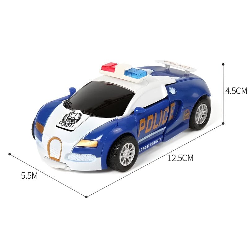 Masinuta de Politie Transformabila in Robot, Deplasare prin Inertie, Transformare la Impact, 12.5x5.5x4.5 Cm, Alb Albastru, + 3 Ani, Utility One
