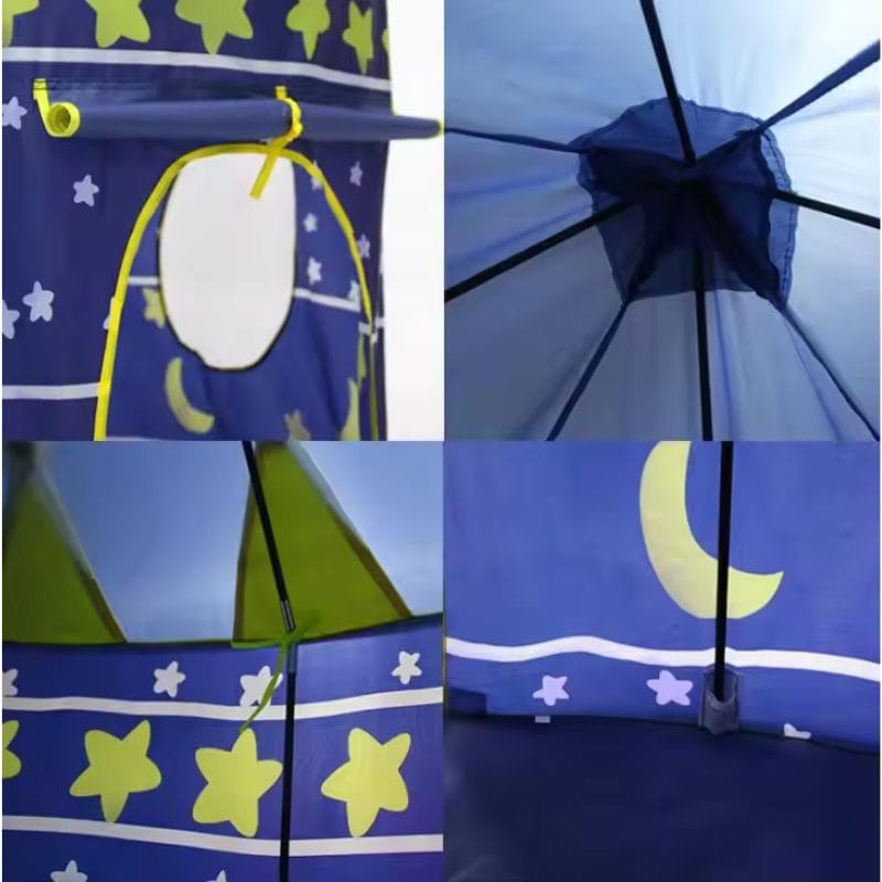 Cort de Joaca pentru Copii, Castelul Cavalerilor, Albastru, 135 x 105 x 105 Cm, Ideal pentru Aventuri si Distractie Infinita, + 3 Ani