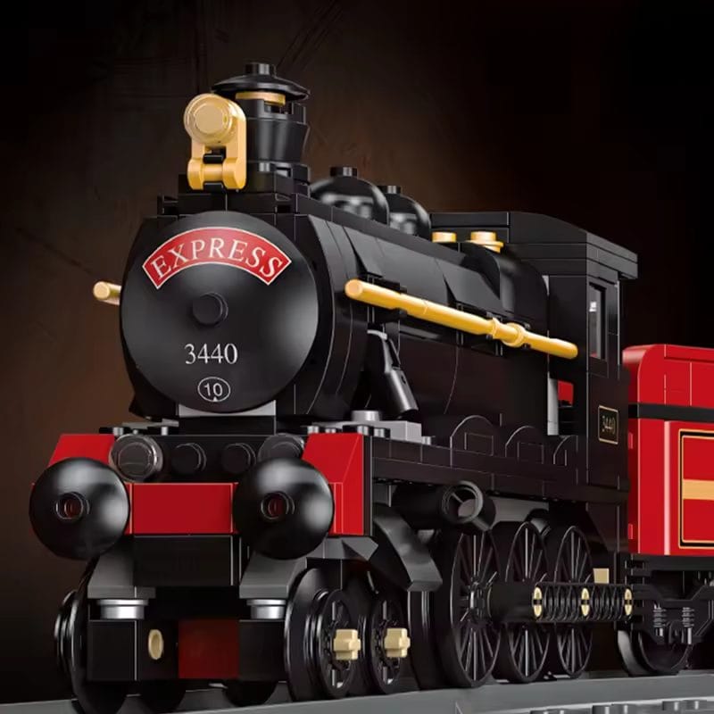Set de Construit Tren cu Aburi, 789 Piese Reproducere Detaliata a Locomotivei GWR Express 3440, Model de Colectie Cu 3 Vagoane si Sina Inclusa, 78 Cm Lungime, Design Realist pentru Pasionati