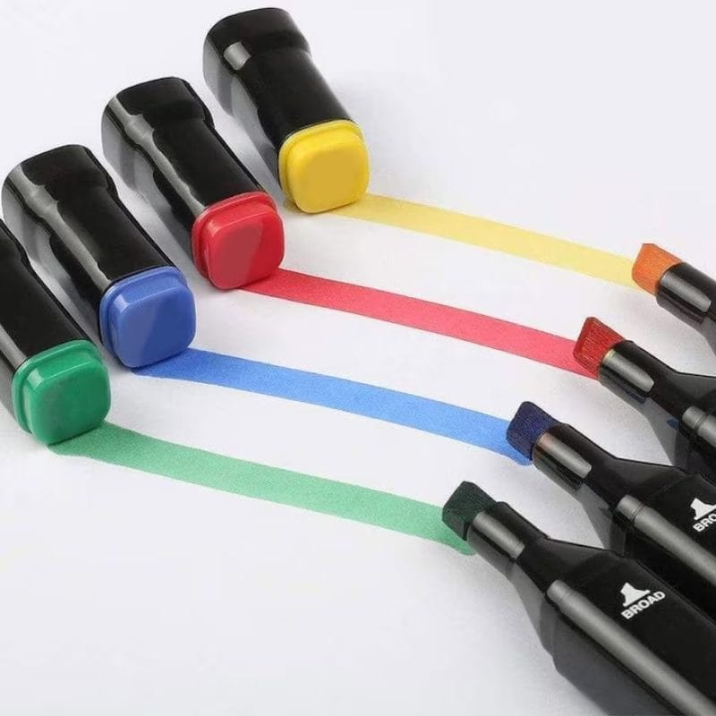 Set 48 Markere Profesionale, Culori Multicolore Vibrante cu Cerneala pe Baza de Alcool, Cu Doua Capete, Subtire si Gros, Ideal pentru Copii Creativi, Stimuleaza Imaginatia si Dezvoltarea Artistica, In
