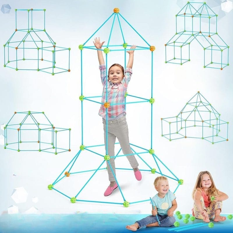 Set de Constructie Forturi pentru Copii, 120 Piese, Incurajeaza Imaginatia si Creativitatea Micutului Tau, Joc Educativ si Interactiv pentru Dezvoltarea Abilitatilor Motorii si Cognitive, + 3 Ani, Uti
