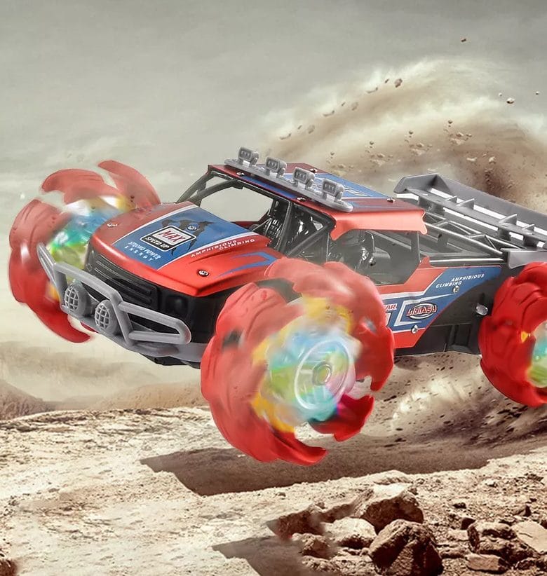 Masinuta de Teren de Mare Viteza cu Telecomanda, Metal, 1:12, RC 2.4 Ghz, 4x4, Lumini, Muzica, Acumulator, Incarcare USB, Autonomie 40 Minute, 29x19.3x10.5 cm, Rosu, + 6 Ani