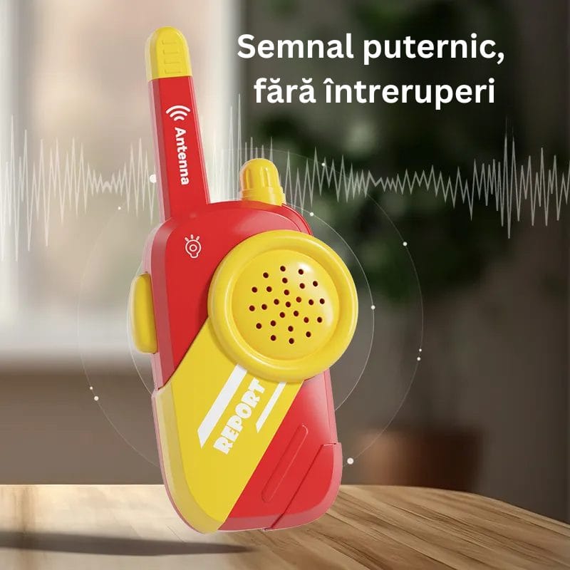 Walkie-Talkie pentru copii, Jucarie Interactiva cu Sunet Clar, Distanta Lunga de Comunicare, Buton de Apel Usor de Utilizat, Semnal Stabil si Design Ergonomic, + 3 Ani, Rosu Galben