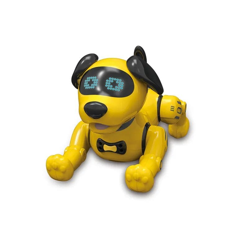 Catelus Robot Inteligent care Canta, Danseaza, Povesteste si Ajuta la Dezvoltarea Limbajului si Creativitatii, Cel mai Bun Prieten pentru Educatie si Distractie, + 3 Ani, Galben Negru