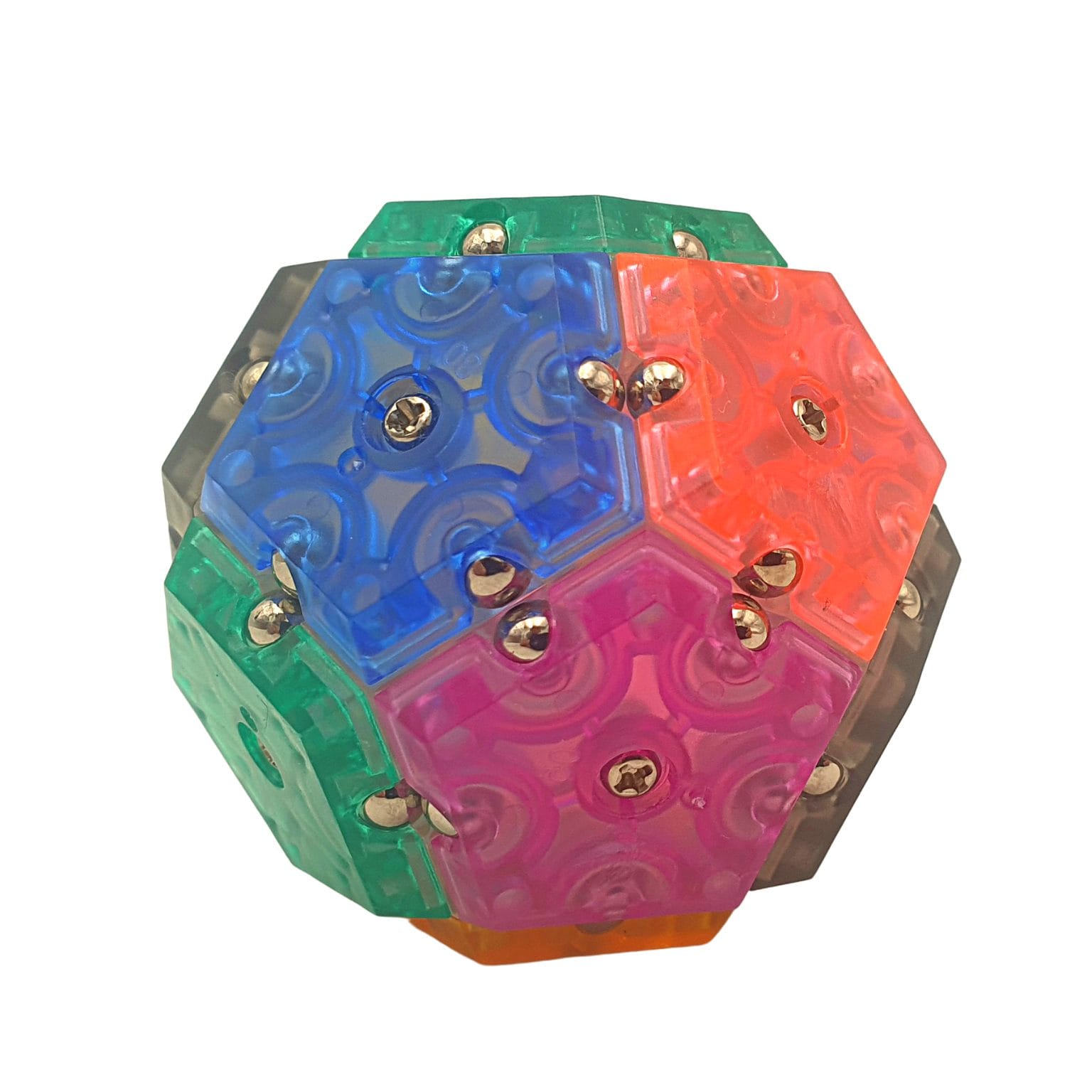 Sfera Magnetica Antistres, 12 Piese, 60 Magneti de Pamant, 2 Fete, 100 Combinatii Posibile, Diametru 3.5 Cm, Multicolor, + 6 Ani, Utility One