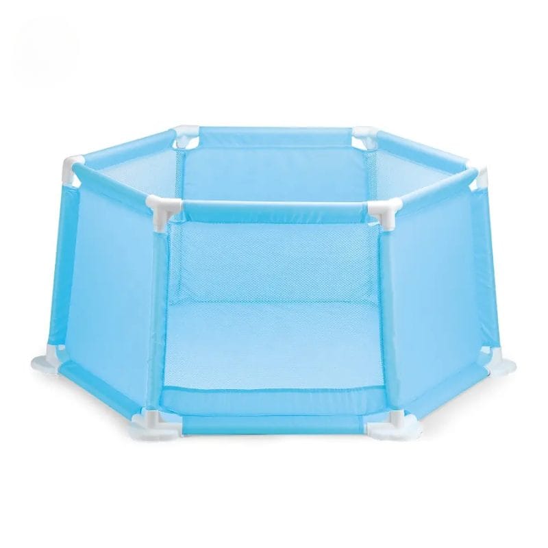 Tarc de Joaca Hexagonal 50x50x50 Cm cu 50 de Bile Multicolore Incluse, Locul Perfect pentru Siguranta, Ideal pentru Utilizare Acasa, In Aer Liber sau in Deplasare, Albastru