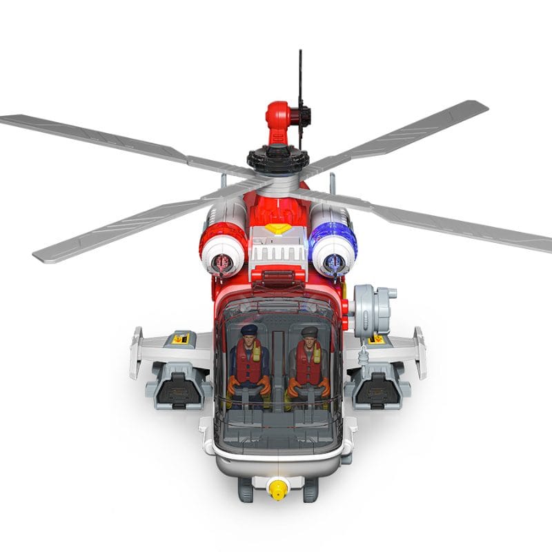 Elicopter Multifunctional cu Sunete si Lumini, Jucarie Interactiva Educativa cu Functii Realiste, Accesorii de Salvare si Lansator Masinute pentru Copii Imaginativi, 56x17x22 Cm, + 3 Ani