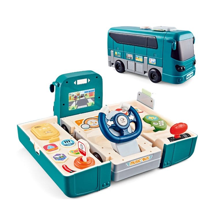 Resigilat - Jucarie Interactiva, Autobuz, Sunete si Lumini, 2 in 1, Simulator de Condus, 16 Functii, Albastru, + 3 Ani, Utility One