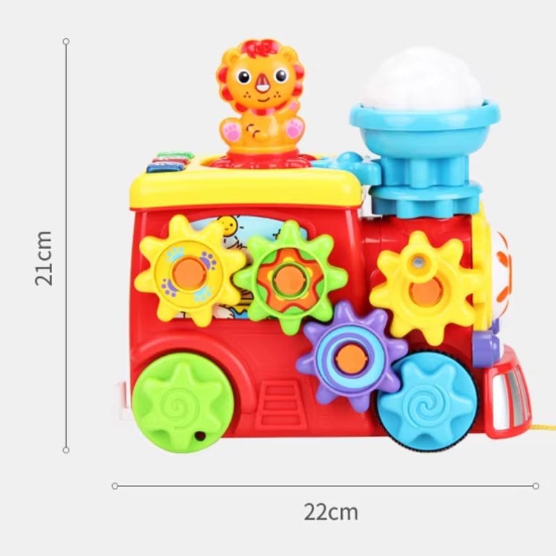 Trenulet Educativ Interactiv, Muzica si Efect de Abur, Dezvolta coordonarea, Creativitatea si Abilitatile Cognitive, Jucarie STEM cu Design Colorat si Piese Detasabile, + 2 Ani