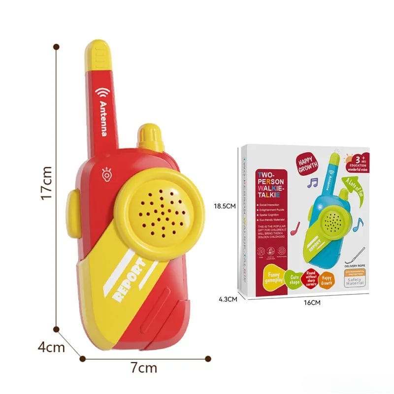 Walkie-Talkie pentru copii, Jucarie Interactiva cu Sunet Clar, Distanta Lunga de Comunicare, Buton de Apel Usor de Utilizat, Semnal Stabil si Design Ergonomic, + 3 Ani, Rosu Galben