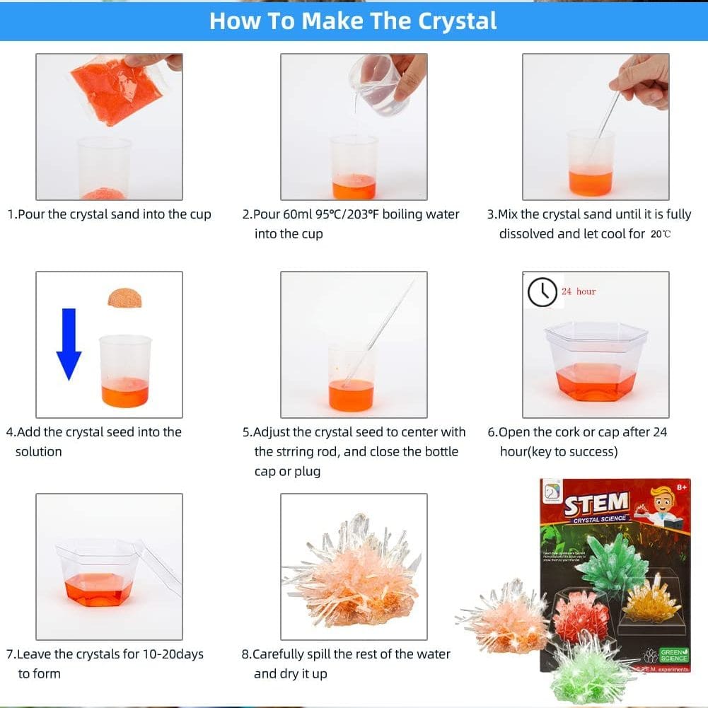 Joc Educativ STEM Kit Stiinta, Experimente cu Cristale, 2 Culori, + 6 Ani