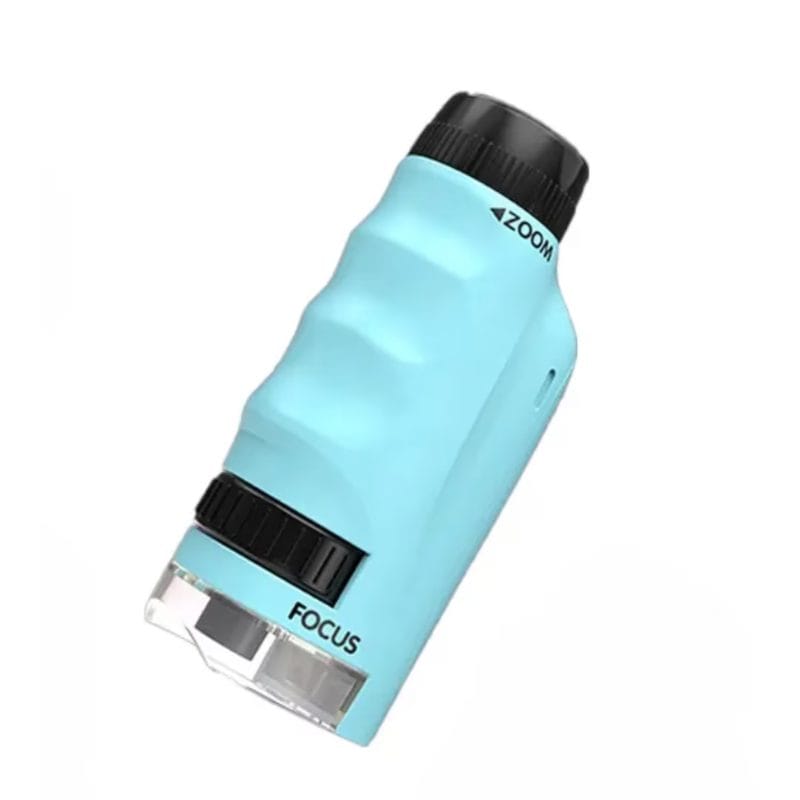 Microscop Portabil 60-180x, Exploreaza Lumea Microscopica cu Focalizare Duala, Lumina LED si Suport pentru Telefon Mobil, Ideal pentru Utilizare Interioara si Exterioara, Albastru + 6 Ani