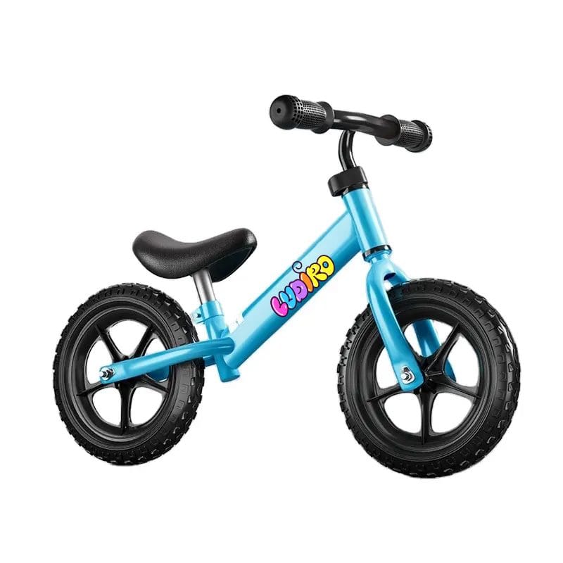 Bicicleta de Echilibru fara Pedale LUDIRO pentru Copii intre 2-5 Ani, Reglabila pe Inaltime, Rotire Ghidon 360 Grade, Roti din Polimer Antisoc Diametru 30 Cm, Cadru Metalic, Bleu