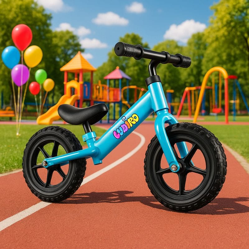 Bicicleta de Echilibru fara Pedale LUDIRO pentru Copii intre 2-5 Ani, Reglabila pe Inaltime, Rotire Ghidon 360 Grade, Roti din Polimer Antisoc Diametru 30 Cm, Cadru Metalic, Bleu