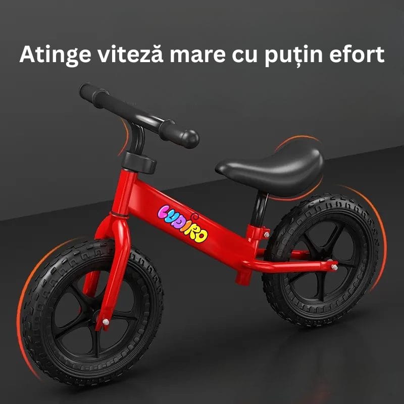Bicicleta de Echilibru fara Pedale LUDIRO pentru Copii intre 2-5 Ani, Reglabila pe Inaltime, Rotire Ghidon 360 Grade, Roti din Polimer Antisoc Diametru 30 Cm, Cadru Metalic, Bleu
