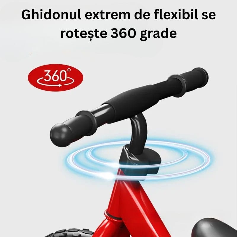 Bicicleta de Echilibru fara Pedale LUDIRO pentru Copii intre 2-5 Ani, Reglabila pe Inaltime, Rotire Ghidon 360 Grade, Roti din Polimer Antisoc Diametru 30 Cm, Cadru Metalic, Bleu