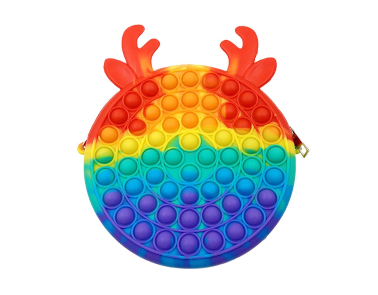 Jucarie Geanta Pop It - Ren, Diametru 19 cm, Multicolora