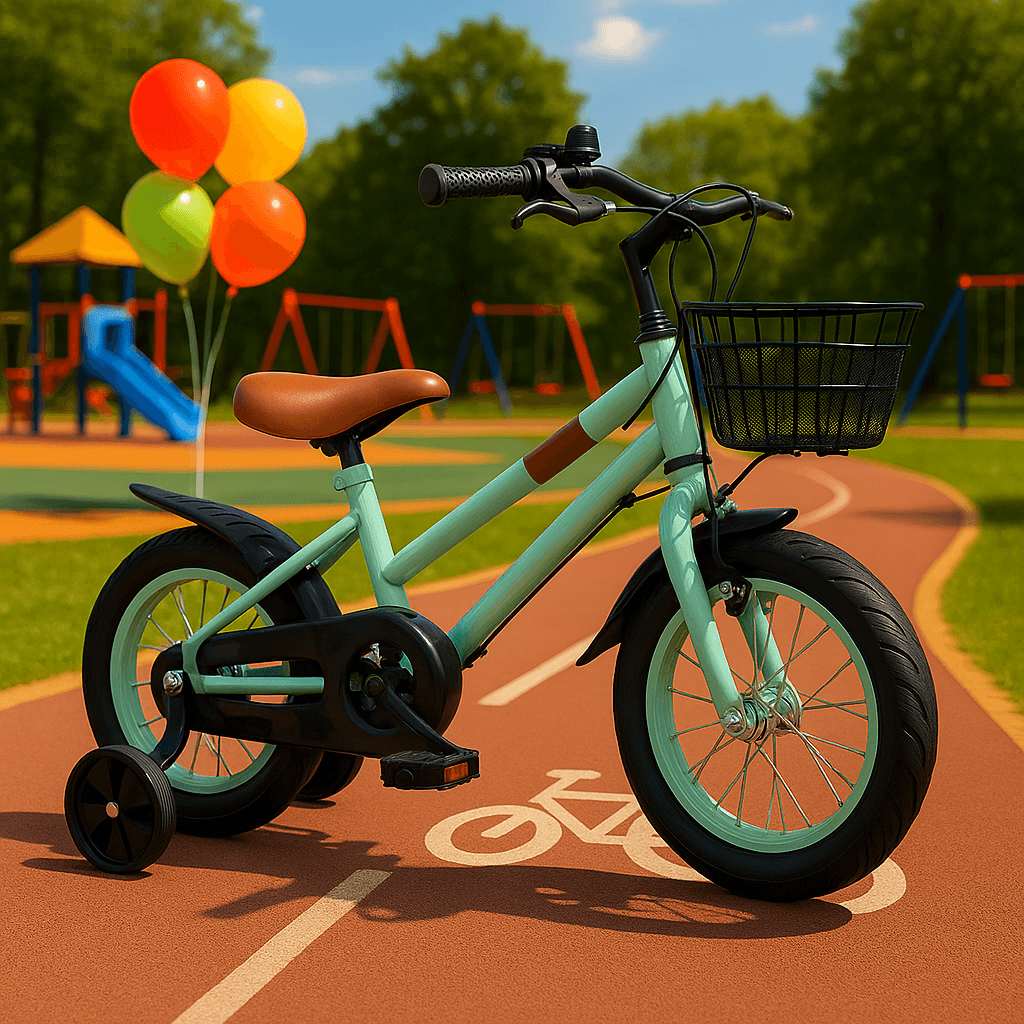 Bicicleta pentru Copii Ludiro 18 Inch, Diametru Roti 45 Cm, cu Frane Fata-Spate, Roti Ajutatoare, Cauciucuri Anti-Alunecare si Cadru din Otel, Cos Metalic, Ideala pentru Copii de 7-10 Ani, Turcoaz