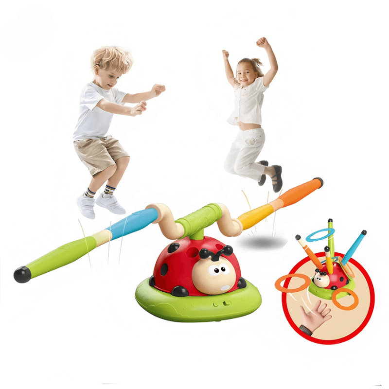 Buburuza Interactiva 3 in 1, Coarda de Sarit, Aruncare Inele si Lansator Rachete, Cu Telecomanda