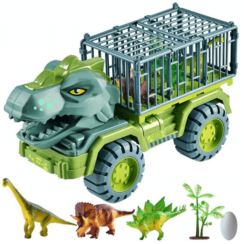 Camion Dinozaur Ludiro cu 6 Dinozauri si Cusca Rabatabila, 35x15x20cm