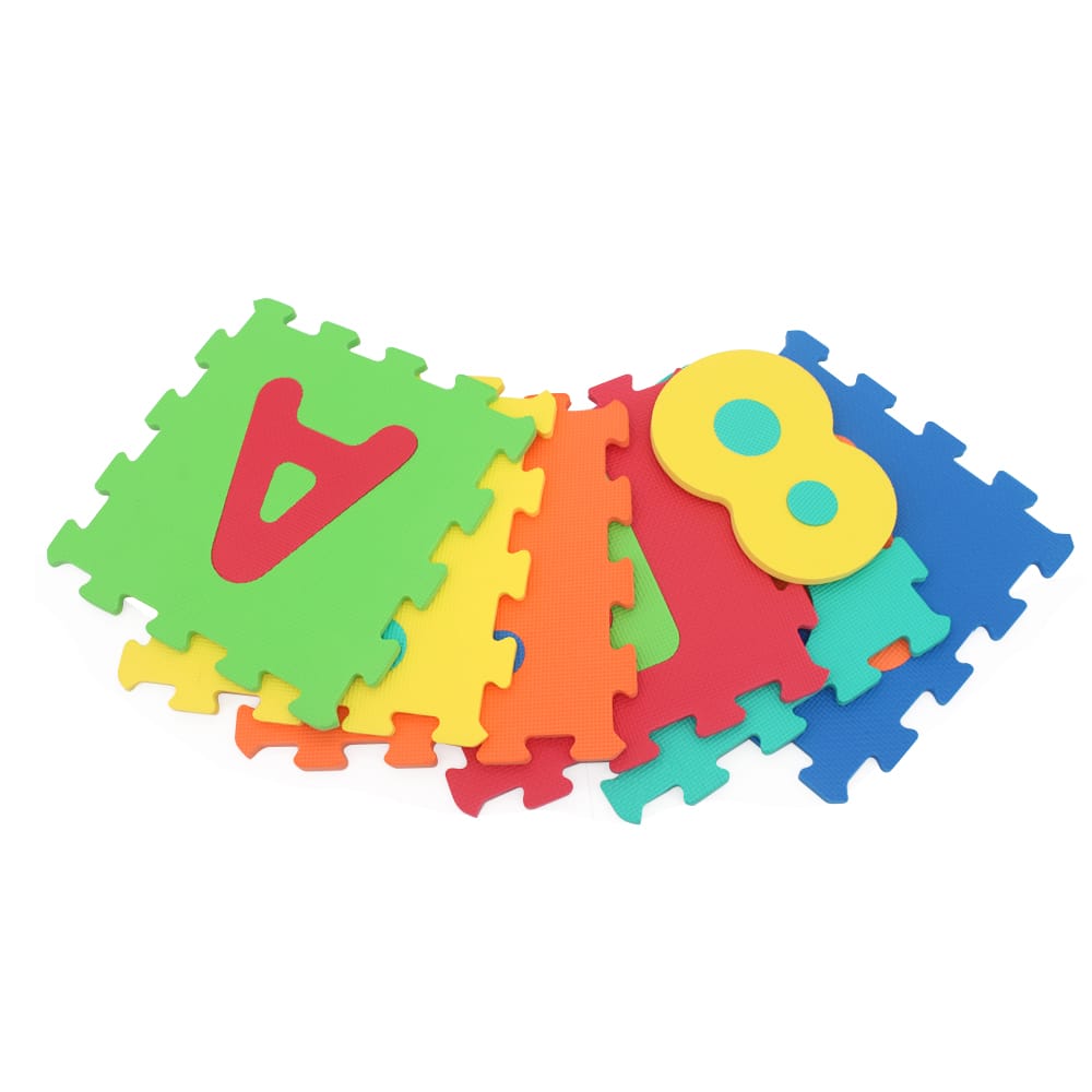 Covor Puzzle copii LUDIRO cu Cifre si Litere A-Z Detasabile, Spuma EVA Sigura