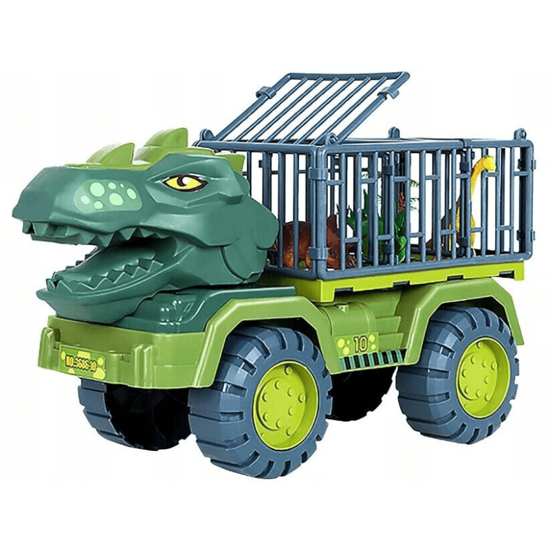 Camion Dinozaur Ludiro cu 6 Dinozauri si Cusca Rabatabila, 35x15x20cm