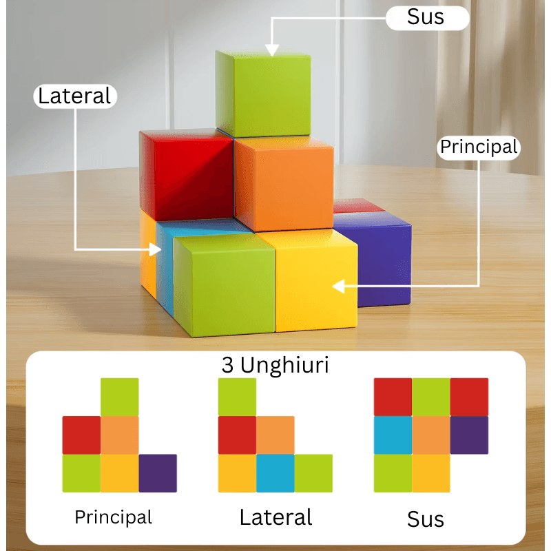 Set Cuburi Magnetice Educative 3D Ludiro, 96 Piese pentru Creativitate, Logica si Dezvoltare STEM