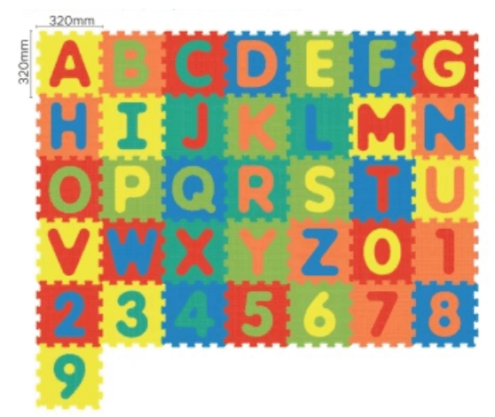 Covor Puzzle copii LUDIRO cu Cifre si Litere A-Z Detasabile, Spuma EVA Sigura