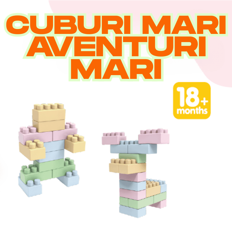 Set 48 Cuburi XXL de Constructie Ludiro, Plastic ABS Non-toxic, Dezvoltare Creativa si Motrica pentru Copii, 18 luni+