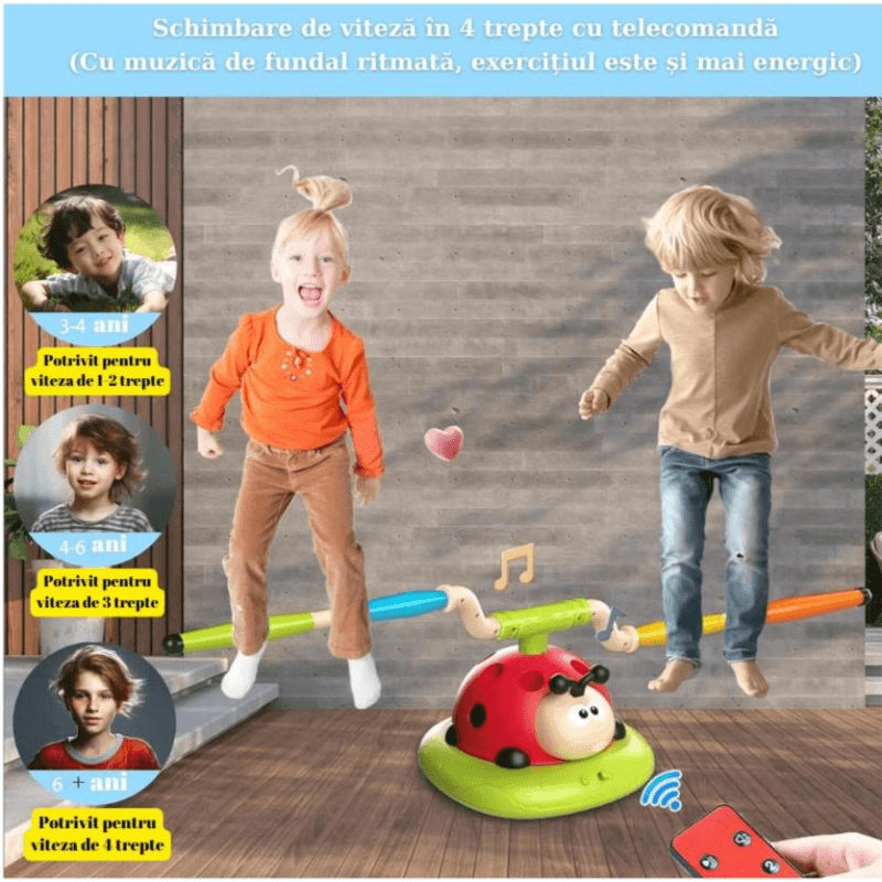 Buburuza Interactiva 3 in 1, Coarda de Sarit, Aruncare Inele si Lansator Rachete, Cu Telecomanda