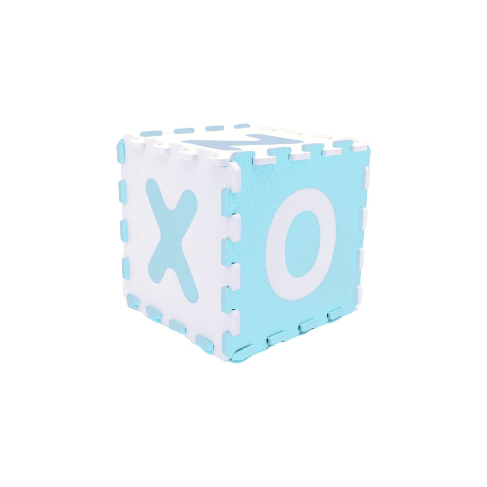 Covor Puzzle Antibacterian LUDIRO cu Litere A-Z, 26 Piese 32x32 cm, Spuma EVA cu Ioni de Argint, Alb Bleu