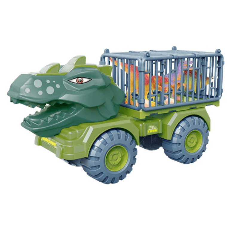 Camion Dinozaur Ludiro cu 6 Dinozauri si Cusca Rabatabila, 35x15x20cm