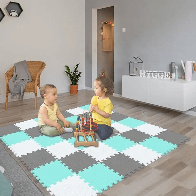 Covor Puzzle copii LUDIRO, 8 Piese Mix Pastel 32x32 Cm, Saltea Joaca din Spuma EVA Antiderapanta