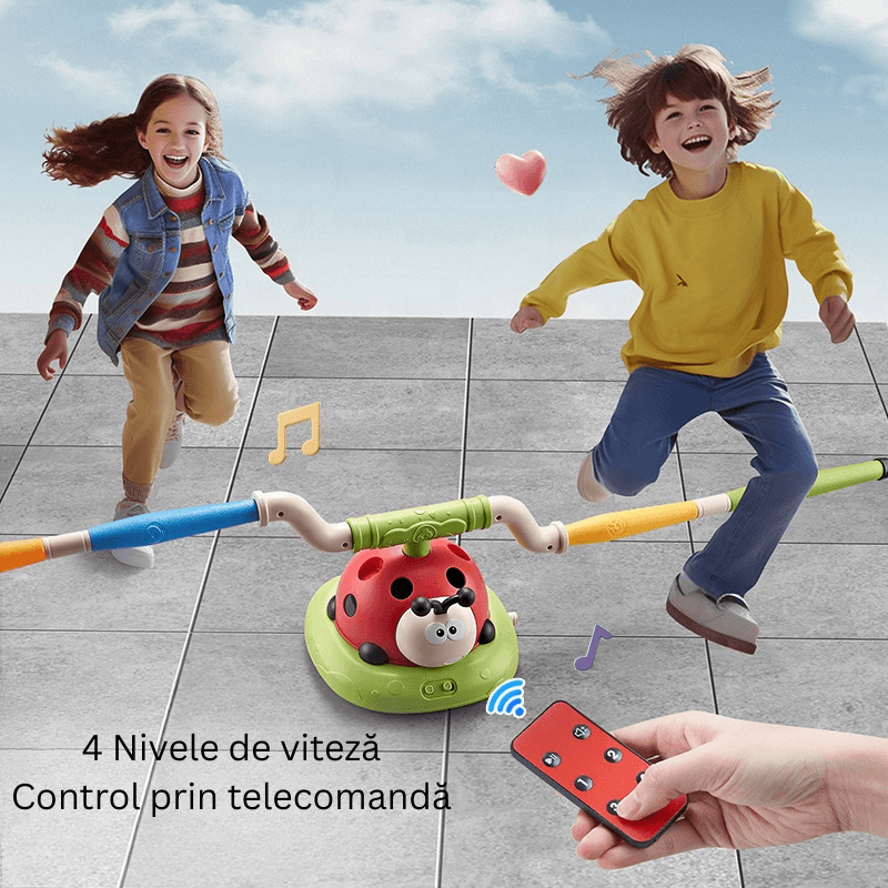 Buburuza Interactiva 3 in 1, Coarda de Sarit, Aruncare Inele si Lansator Rachete, Cu Telecomanda