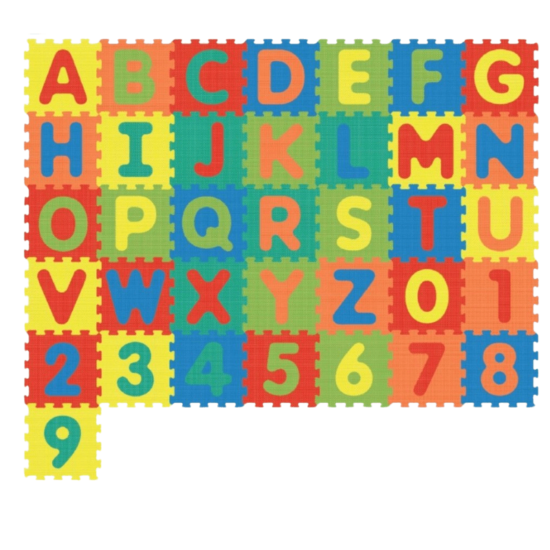 Covor Puzzle copii LUDIRO cu Cifre si Litere A-Z Detasabile, Spuma EVA Sigura
