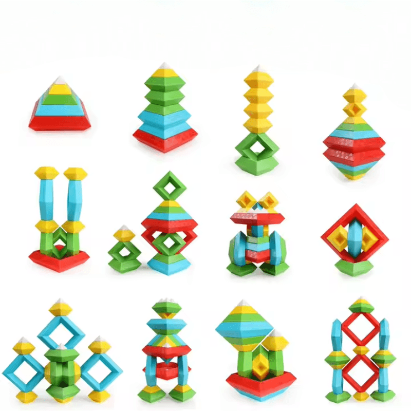 Set 30 Piese Colorate de Stivuit pentru Copii 1-5, Jucarie Educationala STEM