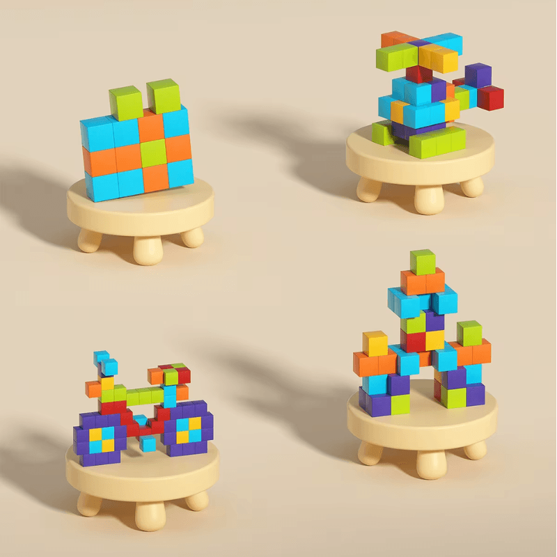 Set Cuburi Magnetice Educative 3D Ludiro, 96 Piese pentru Creativitate, Logica si Dezvoltare STEM