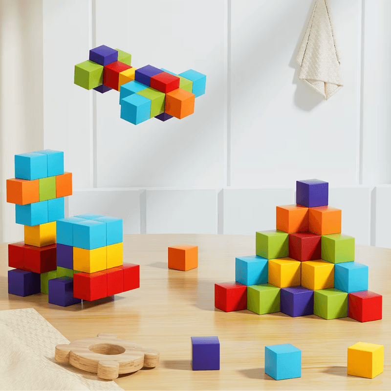 Set Cuburi Magnetice Educative 3D Ludiro, 96 Piese pentru Creativitate, Logica si Dezvoltare STEM