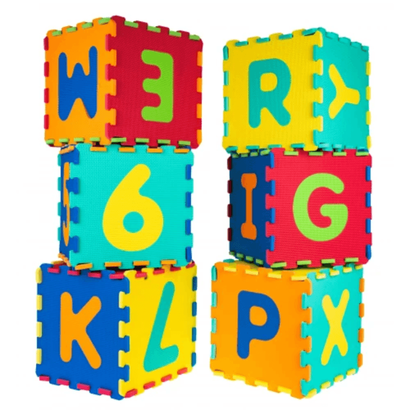 Covor Puzzle copii LUDIRO cu Cifre si Litere A-Z Detasabile, Spuma EVA Sigura
