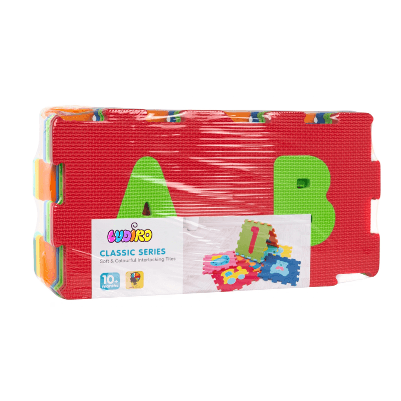 Covor Puzzle copii LUDIRO cu Cifre si Litere A-Z Detasabile, Spuma EVA Sigura